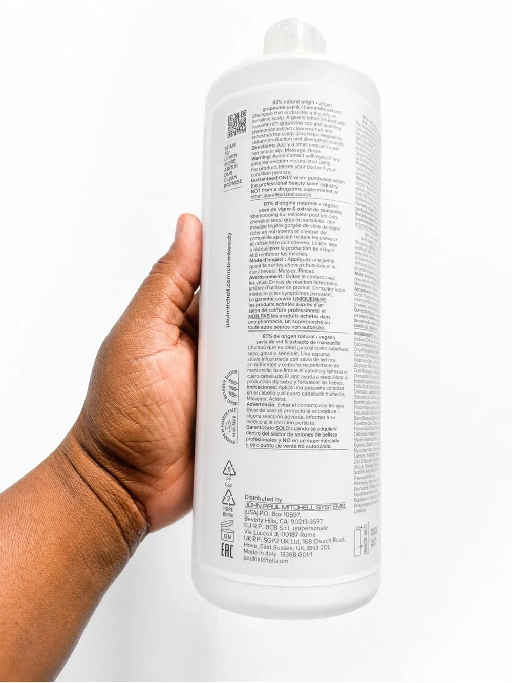 Paul Mitchell White Shampoo Bottle with Black Text